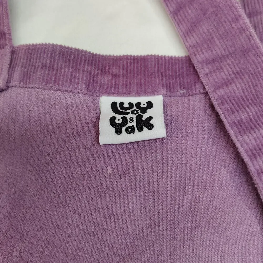 Lucy & Yak Mini Pini Corduroy Overall Pinafore Jumper Dress Medium Grape Purple - Picture 8 of 13